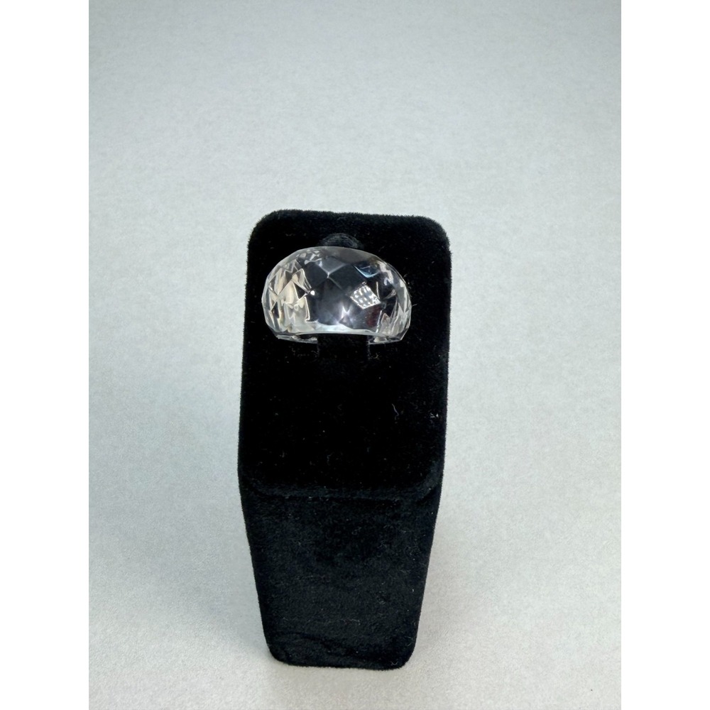 Vintage Clear Faceted Lucite Plastic Chunky Dome Ring Bold Statement Small Sz4.5